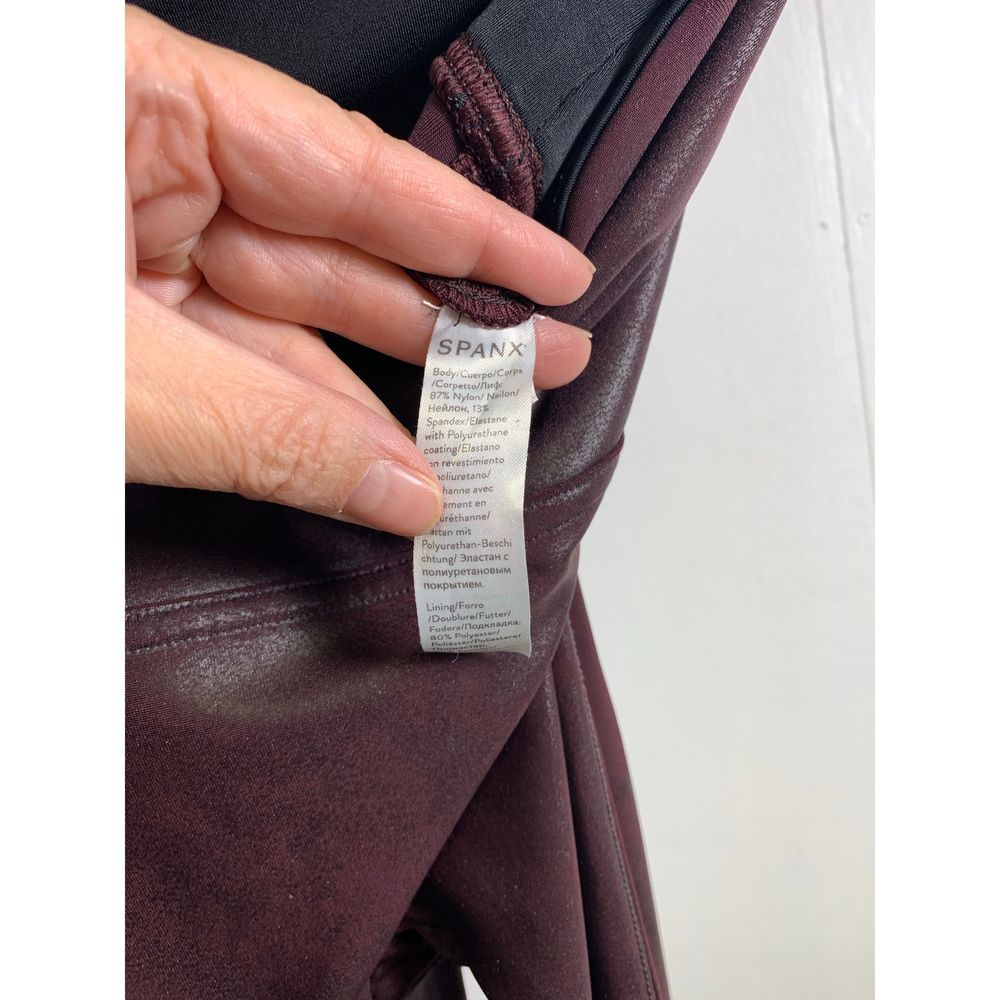 Spanx Burgundy Faux Leather Leggings Size M - Picture 9 of 12